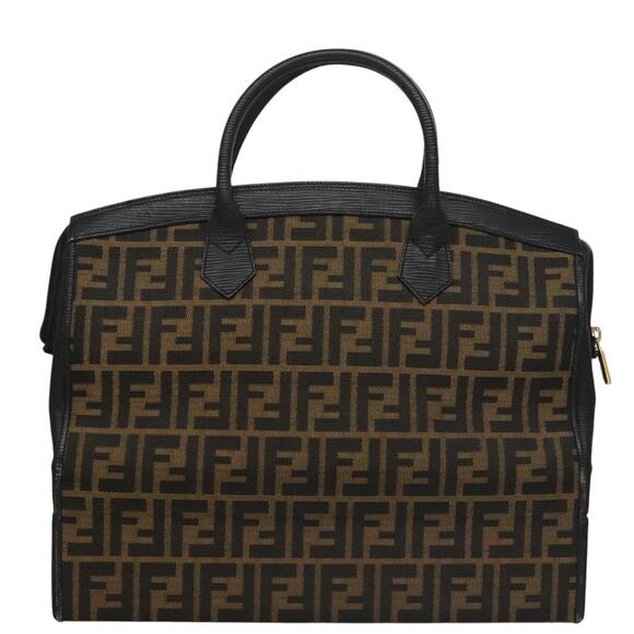 FENDI Zucca Canvas Hand Bag Brown Black Gold - Picture 3 of 14